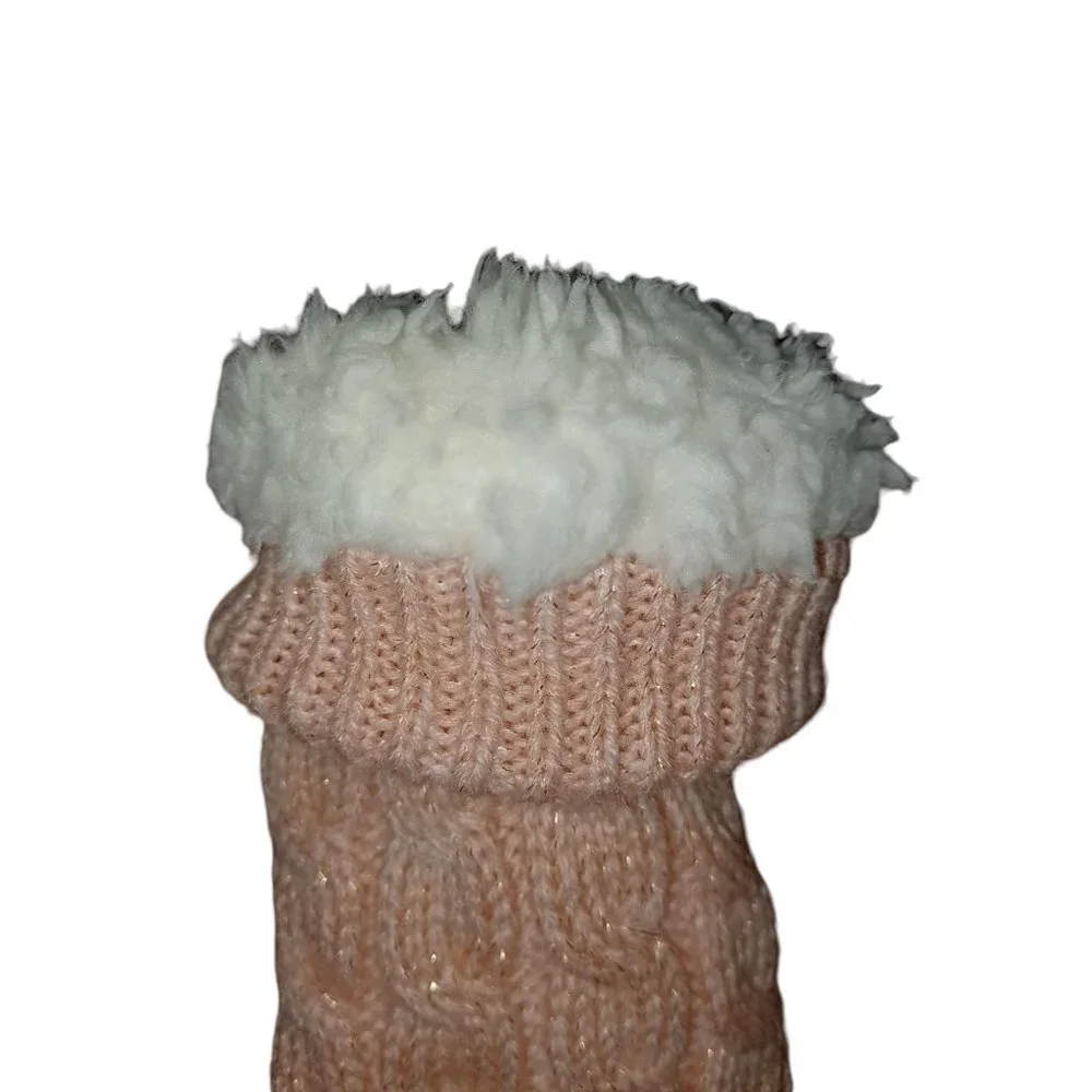 UGG Pink Lined Laila Bow Fleece Lined Womens Heavy Duty Socks